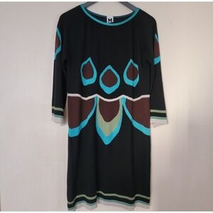 M Missoni peacock Feather Print wool dress Made In Italy lined Luxury Size‎ M